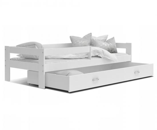 Detská posteľ HUGO 190x80 so zásuvkou BIELA-BIELA